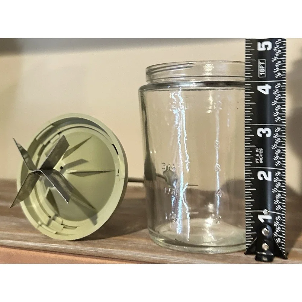 ACME Press & Chop Glass USA Avocado Green‎ Food Nut Chopper 12 oz Vintage Retro